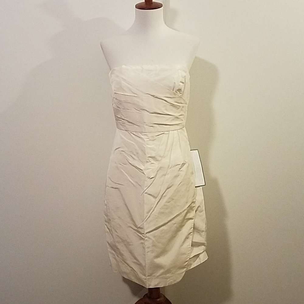 NWT Jcrew ivory silk taffeta strapless dress